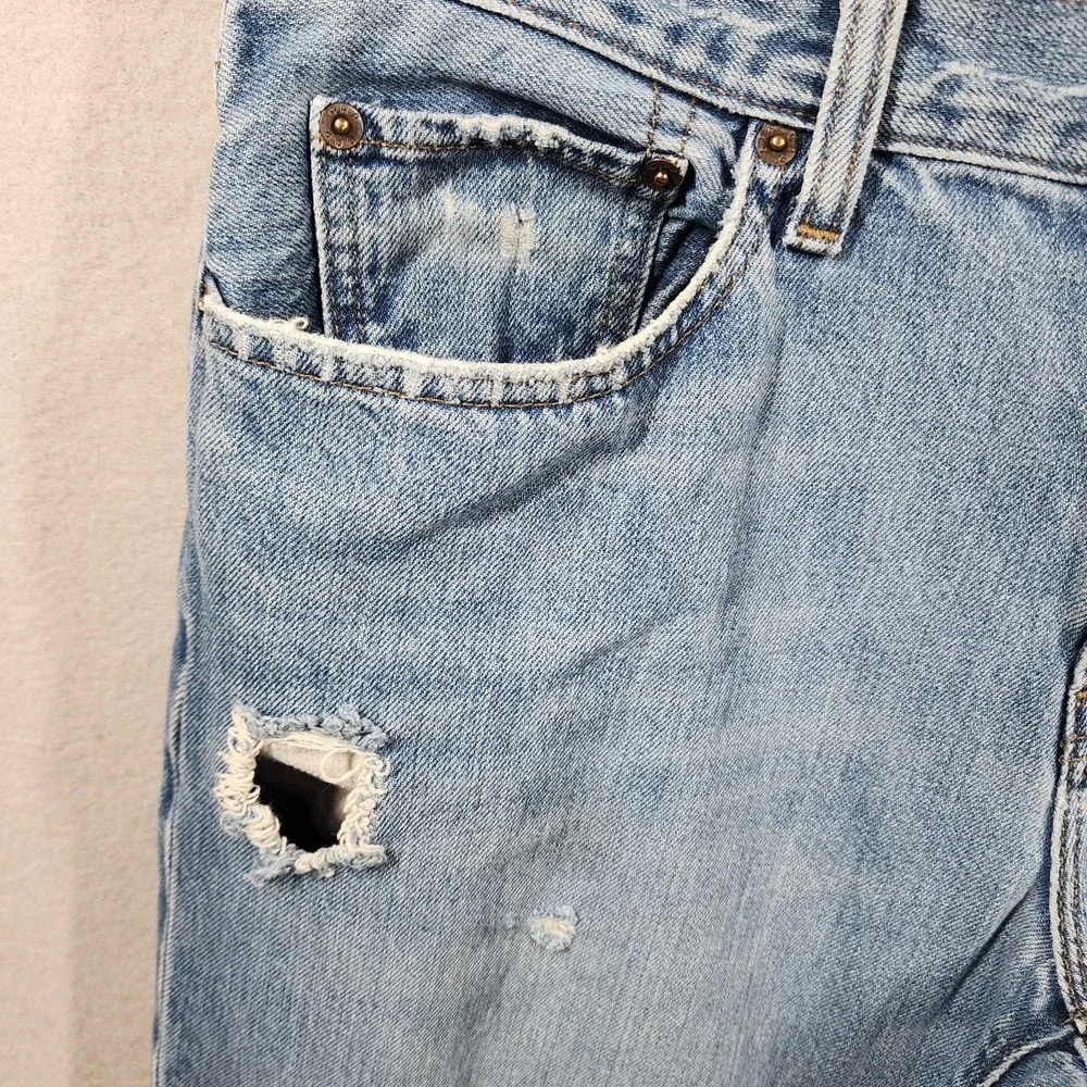 Vintage GAP Men's Straight Fit Jeans 34×31 Distressed Medium Wash Frayed‎ Hems - Picture 5 of 16